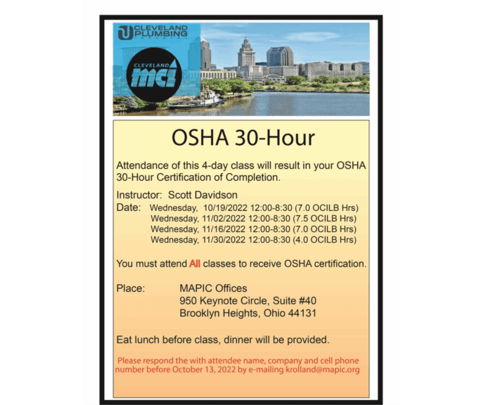 OSHA 30-Hour on Oct. 19