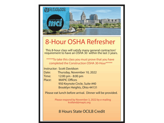 8-Hour OSHA Refresher on Nov. 10