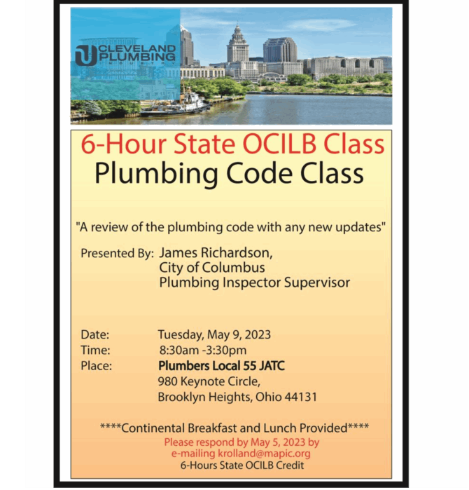 6-Hour State OCILB Class Plumbing Code Class