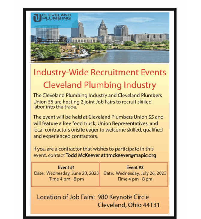 Industry-Wide Recruitment Events Cleveland Plumbing Industry