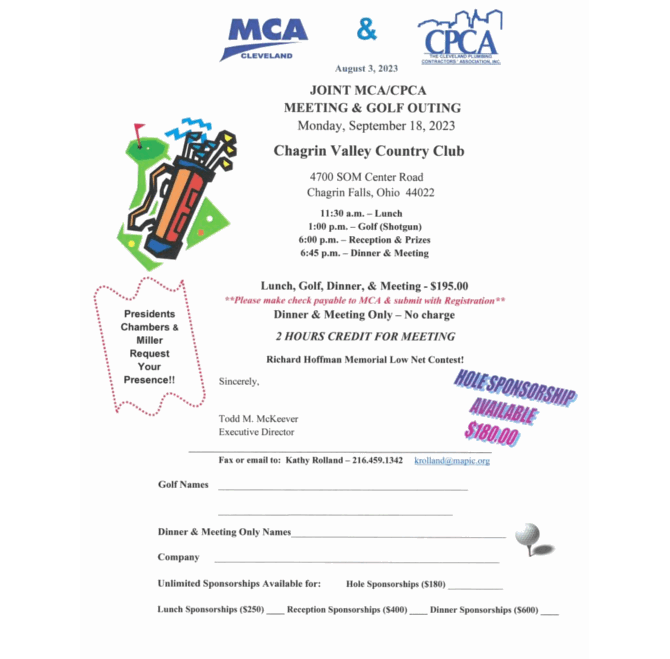 Joint MCA/CPCA Meeting & Golf Outing