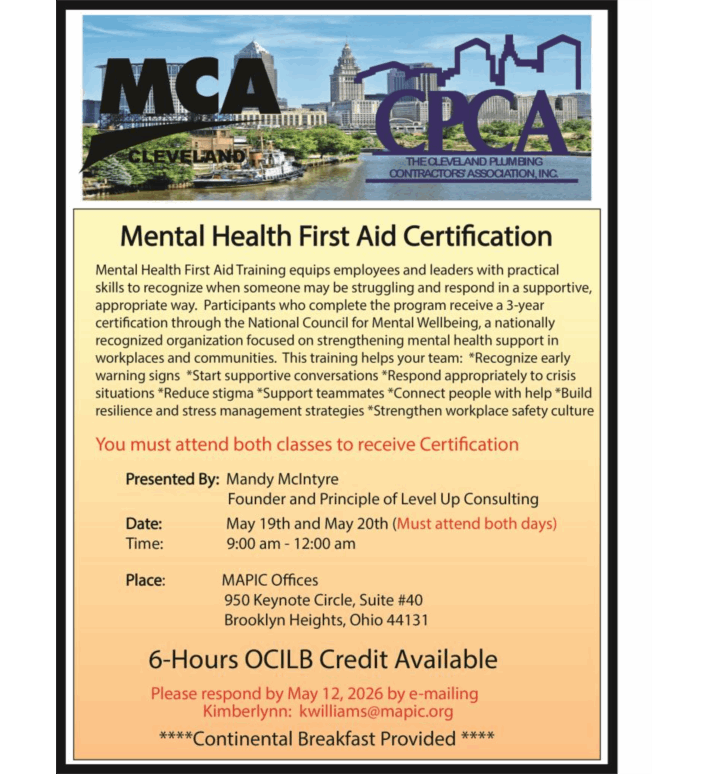Mental Health/First Aid Certification Flyer | MAPIC